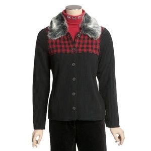 Woolrich Buffalo Lambswool Cardigan  - Faux Fur